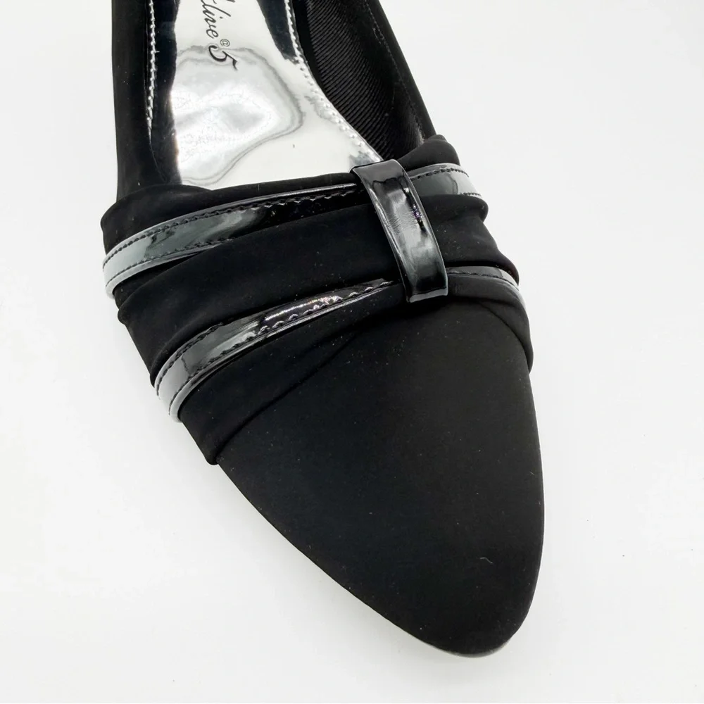 Easy Street Millie Block Heel Dress Pumps Lamy Patent Black 7.5 Narrow NEW